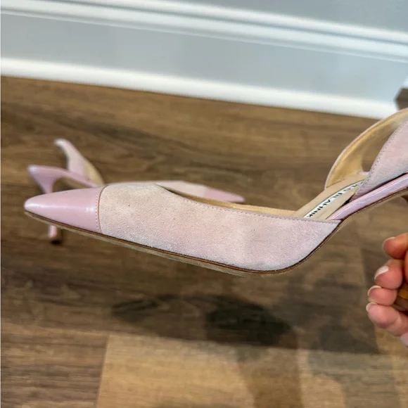 Manolo Blahnik Pink Slingback Heels - Picture 11 of 13
